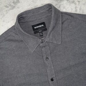 Bonobos Button Up Shirt Mens XL Slim Fit Gray Cotton Long Sleeve Textured Thick‎